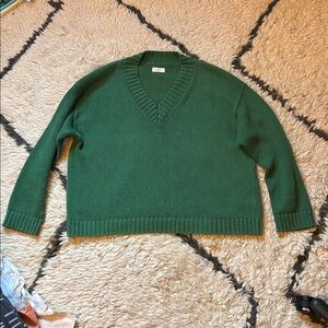 Green V-Neck Women's Sweater